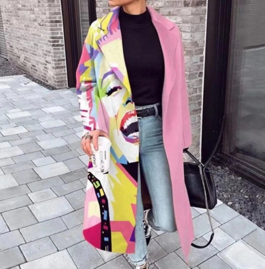 Women's Printed Wool Blend Long Coat – Constance