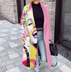 Women's Printed Wool Blend Long Coat – Constance