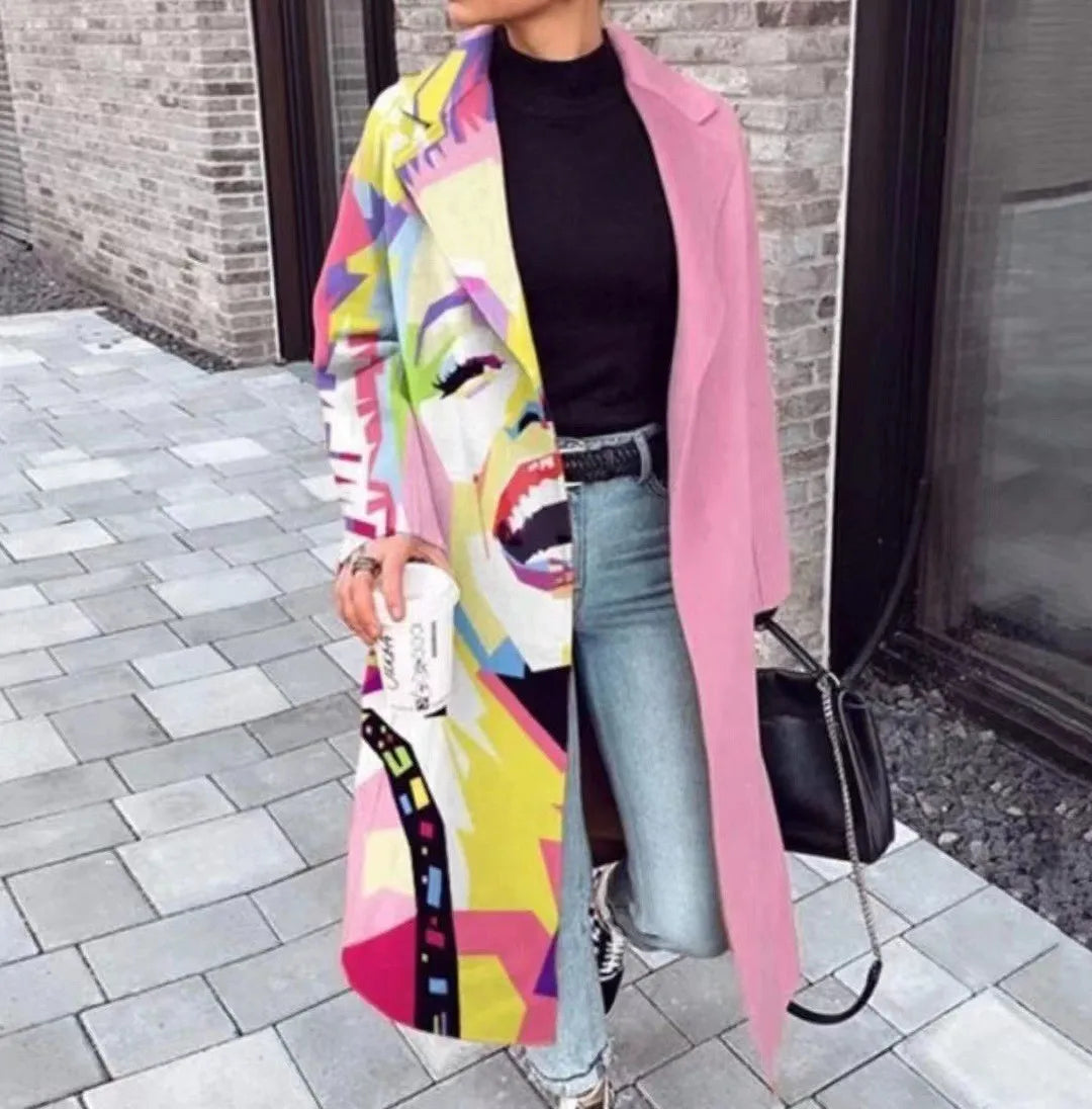 Women's Printed Wool Blend Long Coat – Constance