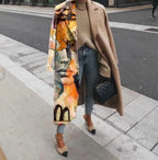 Women's Printed Wool Blend Long Coat – Constance