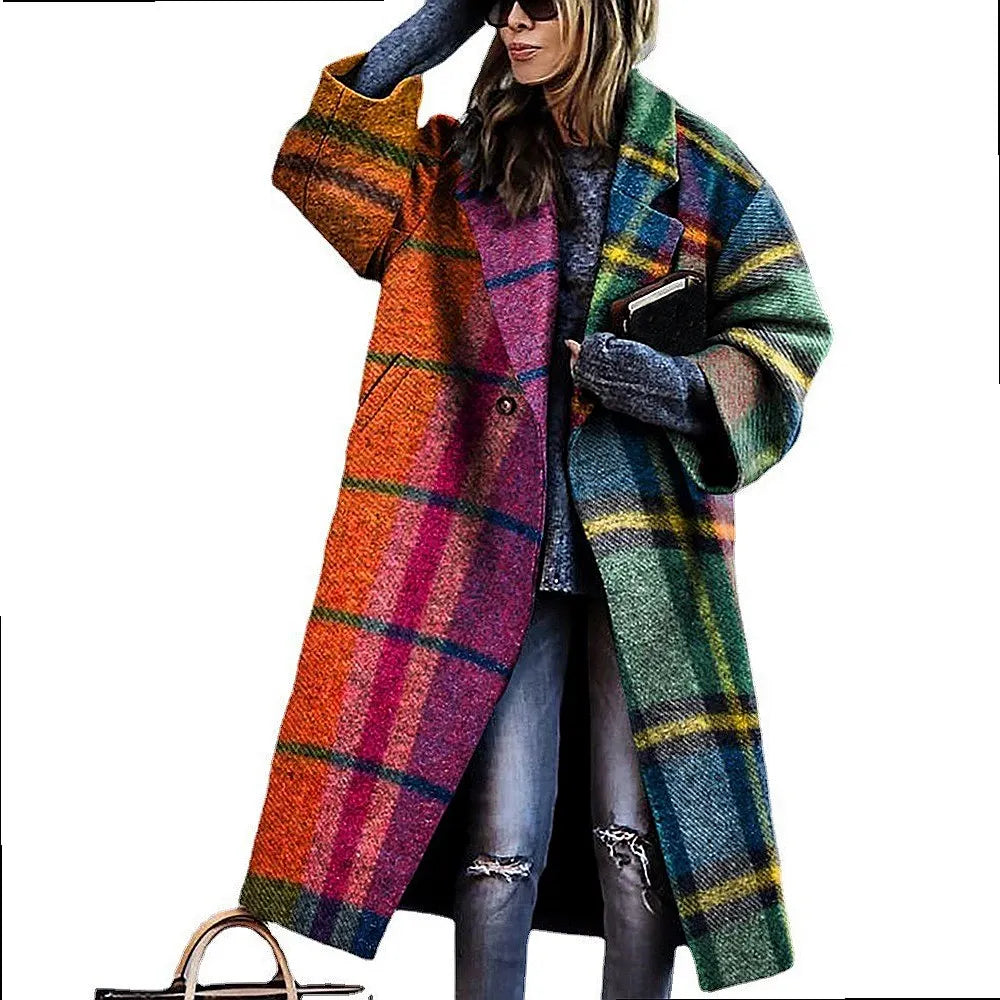 Women's Printed Wool Blend Long Coat – Constance