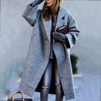 Women's Printed Wool Blend Long Coat – Constance