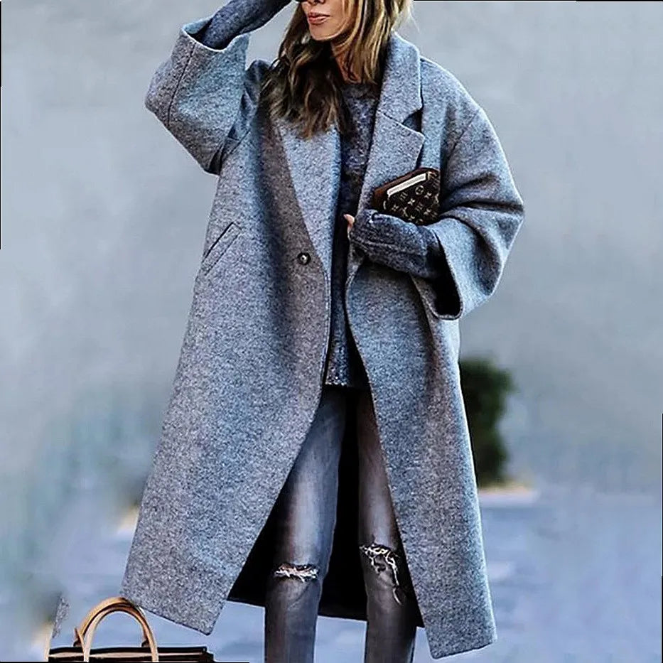 Women's Printed Wool Blend Long Coat – Constance
