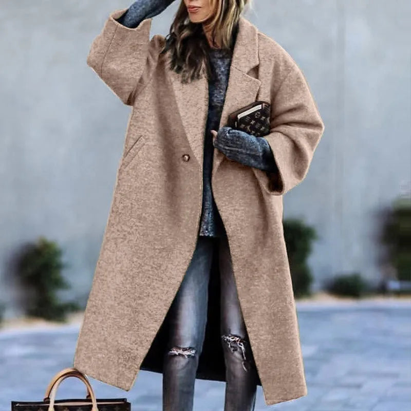 Women's Printed Wool Blend Long Coat – Constance