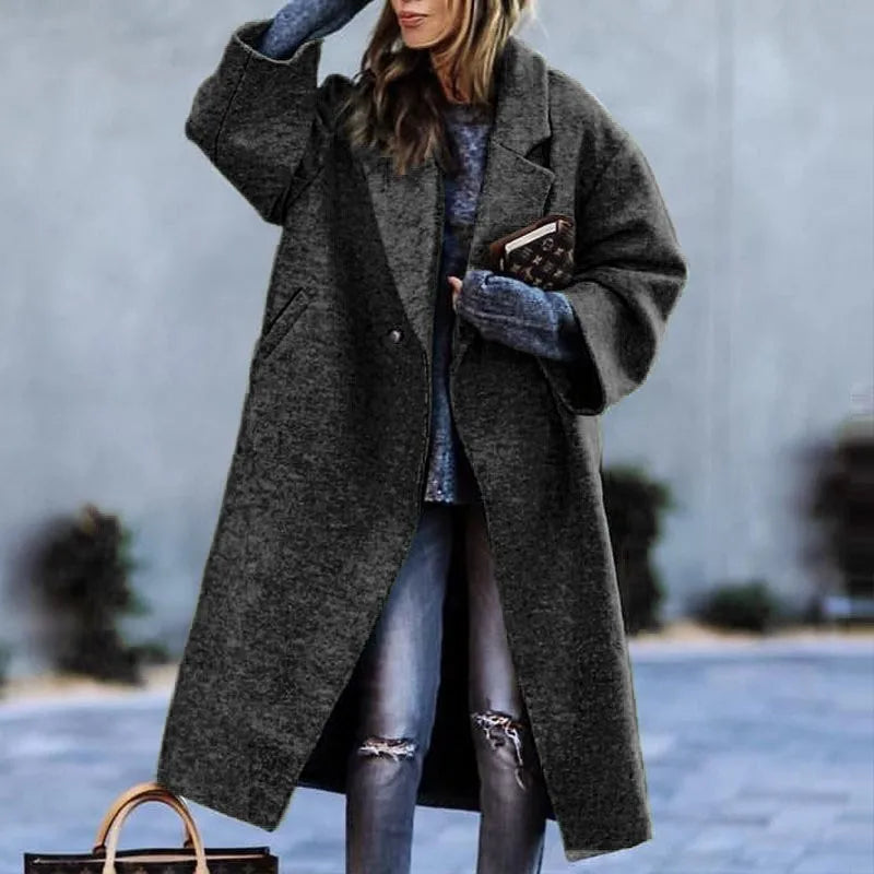 Women's Printed Wool Blend Long Coat – Constance