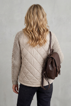 Women's Quilted Puffer Jacket with Textured Knit Accents – Jolene