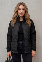 Women's Quilted Puffer Jacket with Textured Knit Accents – Jolene
