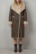 Women's Reversible Faux Shearling Coat with Textured Design – Genevieve