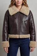 Women's Reversible Fleece Cropped Aviator Jacket – Iris