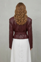 Women's Sculpted Modern Jacket with Faux Leather and Belted Design – Kestrel