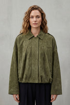 Women's Sculpted Volume Suede Bomber Jacket – Vesper