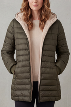Women's Sherpa-Lined Hooded Puffer Jacket – Nadia