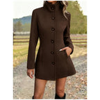 Women's Stand Collar Long Wool Coat – Augusta