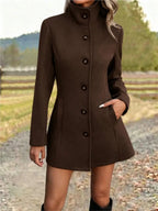 Women's Stand Collar Long Wool Coat – Augusta