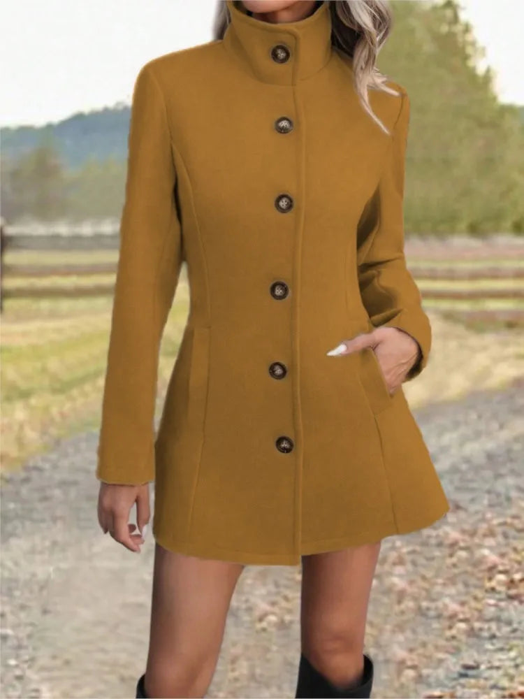Women's Stand Collar Long Wool Coat – Augusta
