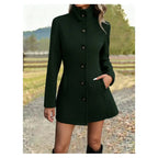 Women's Stand Collar Long Wool Coat – Augusta