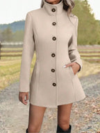 Women's Stand Collar Long Wool Coat – Augusta