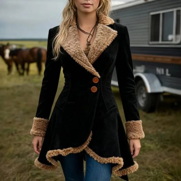 Women's Suede Jacket with Fur Collar – Georgiana