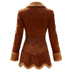 Women's Suede Jacket with Fur Collar – Georgiana