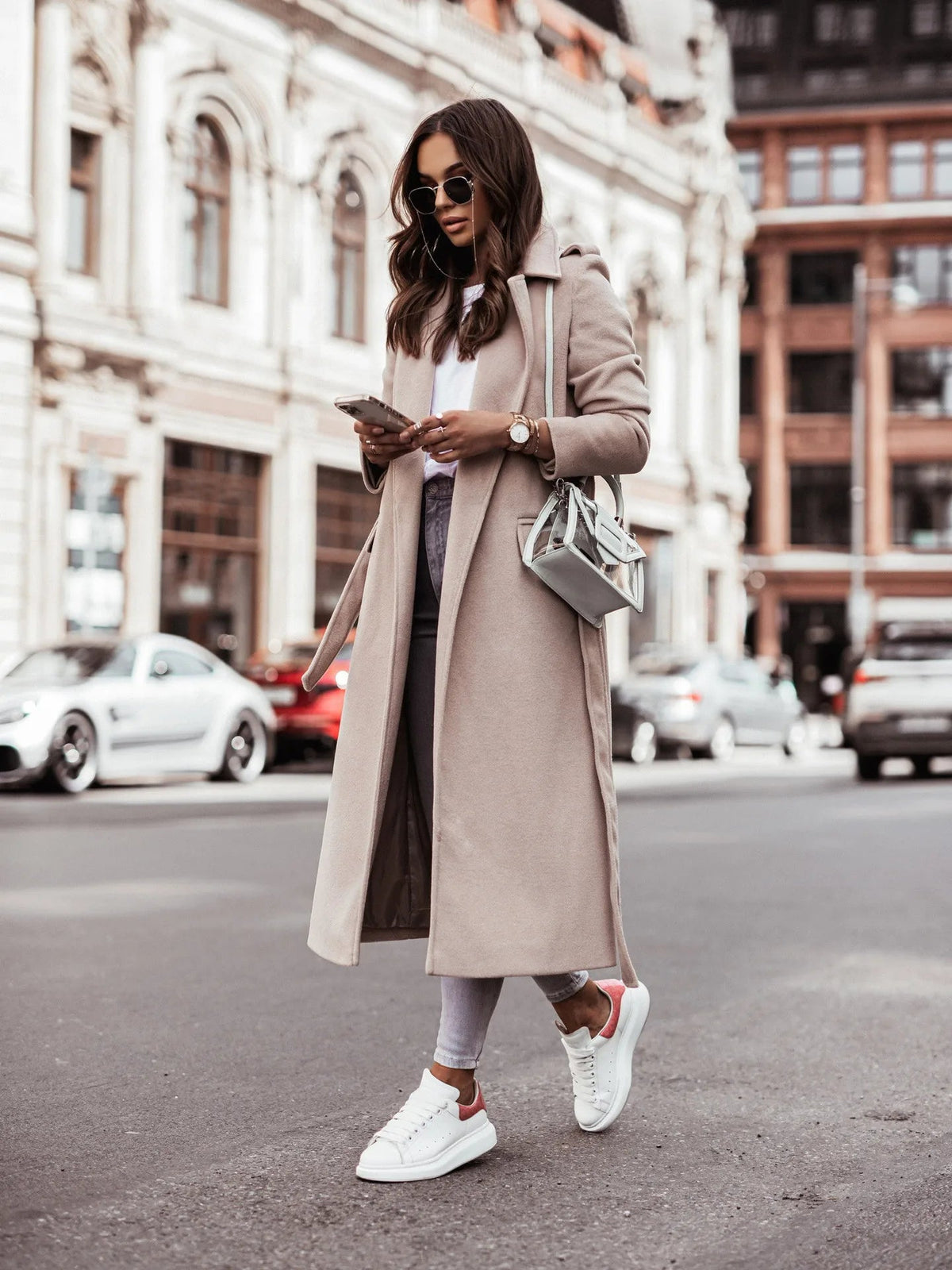 Women's Tie Belt Wool Blend Coat – Ottilie