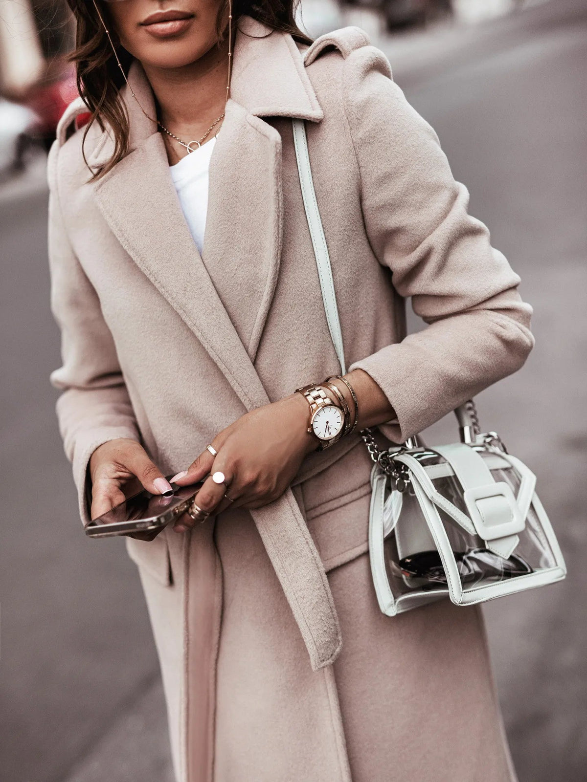 Women's Tie Belt Wool Blend Coat – Ottilie