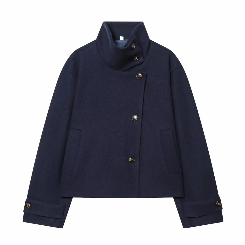Women's Vintage Stand Collar Wool Coat – Rowena