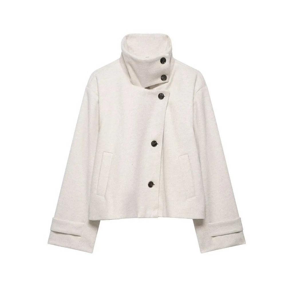 Women's Vintage Stand Collar Wool Coat – Rowena