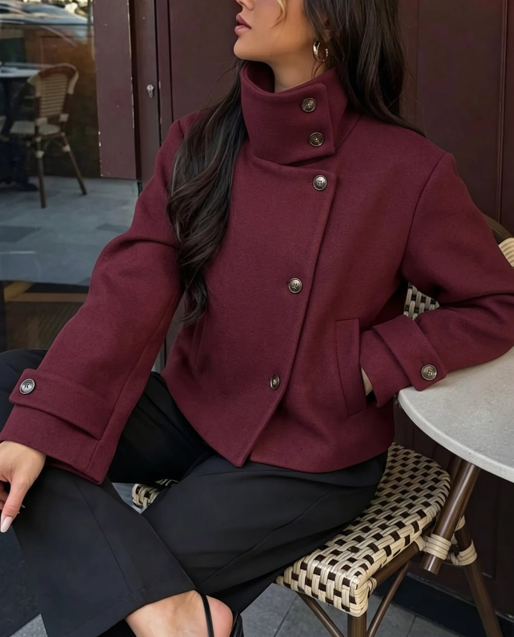 Women's Vintage Stand Collar Wool Coat – Rowena