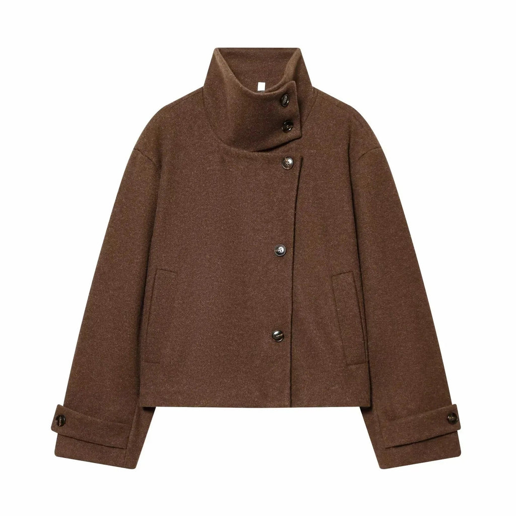 Women's Vintage Stand Collar Wool Coat – Rowena
