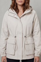 Women's Waterproof Drawstring Jacket in Utility Style – Faye